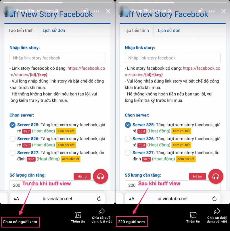 Buff view story Facebook uy tín