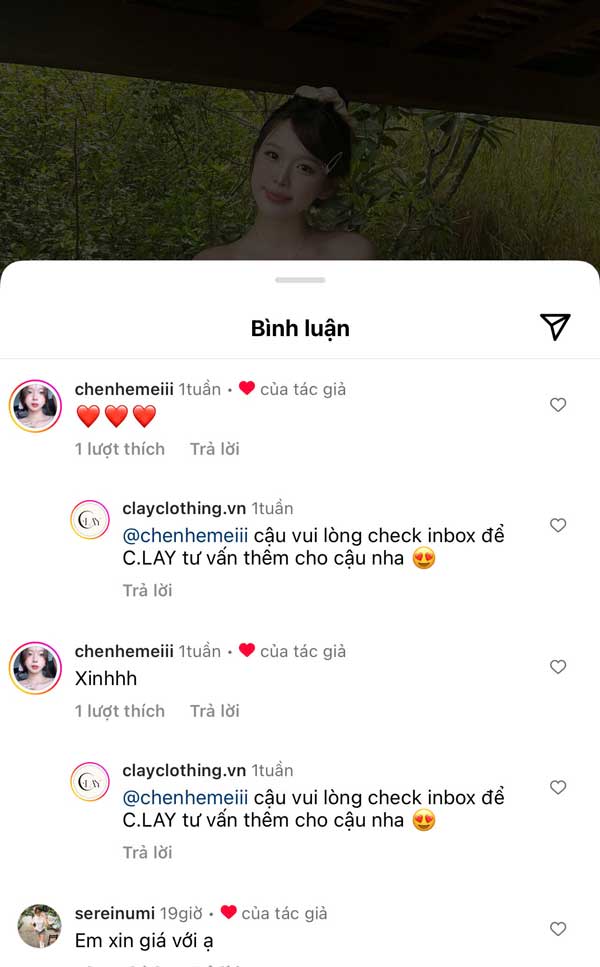 Trả lời bình luận Instagram